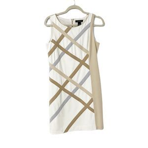 🟢WHBM Shell Neutral Colorblock Sleeveless Sheath Dress Size 4